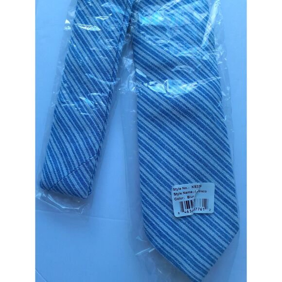 Knot Society 100% Cotton Cardisco Light Blue White Classic Mens Tie NWT - Picture 4 of 7